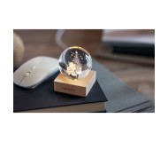 BOULE DE NOEL AVEC LUMIERE LED SUR UN SOCLE BOIS SANTA LIGHT