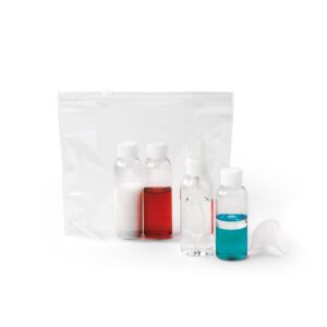 TROUSSE DE TOILETTE HERMETIQUE AVEC FLACONS DENIRO