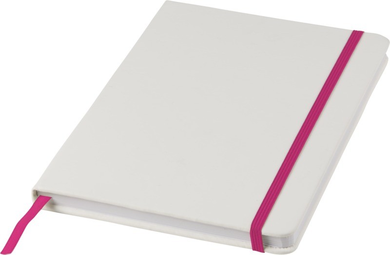 CARNET A5 BLANC AVEC ELASTIQUE DE COULEUR SPECTRUM