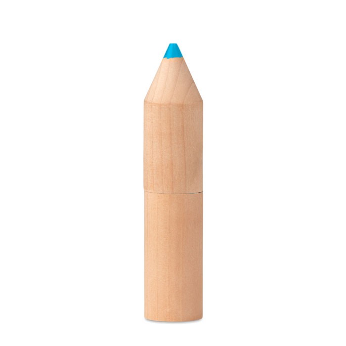 6 CRAYONS BOIS DANS UN ETUI BOIS PETIT COLORET