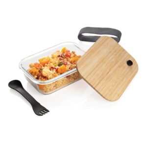 BOITE REPAS EN VERRE AVEC COUVERCLE EN BAMBOU