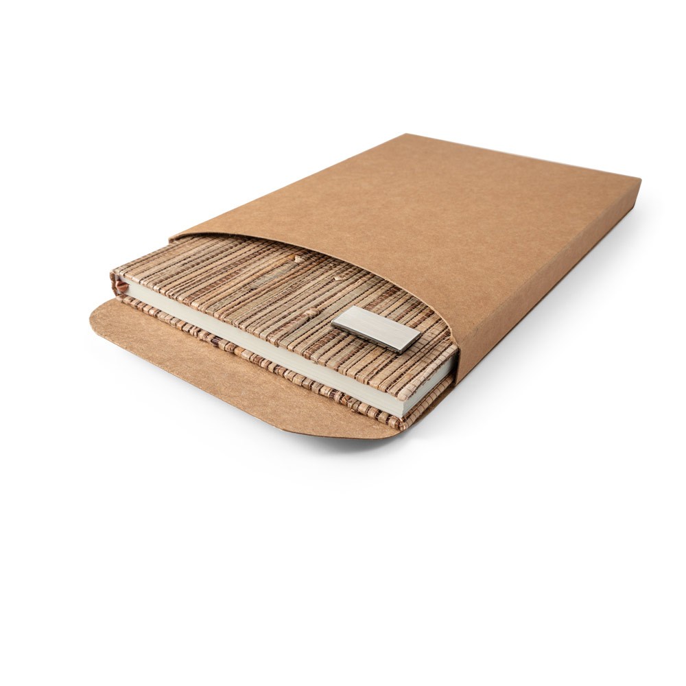 CARNET DE NOTES A5 AVEC COUVERTURE RIGIDE EN PAILLE NATURELLE NERUDA