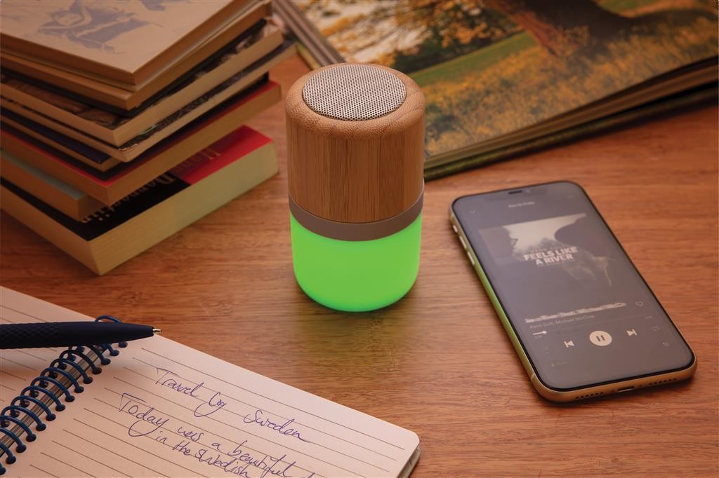 ENCEINTE 3W BT5.0 EN BAMBOU AVEC LUMIERE D'AMBIANCE