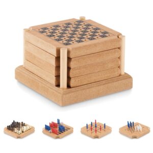 SET DE 4 SOUS VERRES EN LIEGE ET MDF COMPRENANT SET DE 4 JEUX COASTGAME