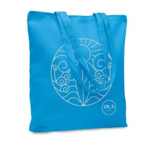SAC SHOPPING EN TOILE AVEC ANSES LONGUES ET SOUFFLET SUR LE FOND RASSA