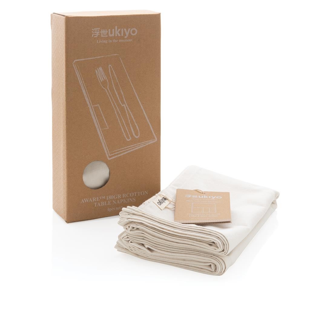 SET DE 4 SERVIETTES DE TABLE UKIYO EN RCOTTON 180GR AWARE™