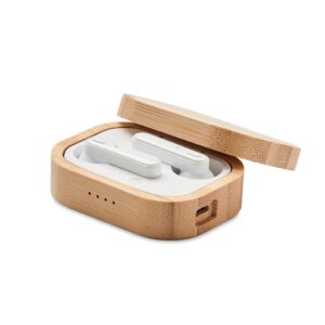 LOT DE 2 OREILLETTES TWS 5.0 DANS UN ETUI JAZZ BAMBOO