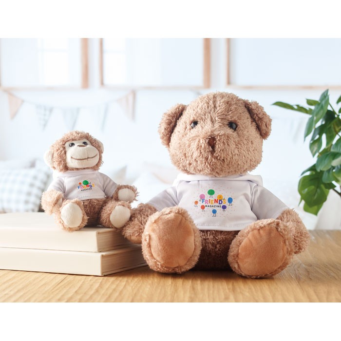 GRAND OURS EN PELUCHE AVEC SWEAT A CAPUCHE JOHN