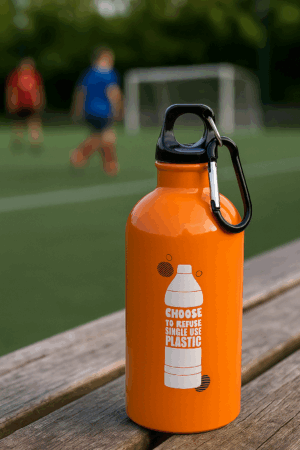 BOUTEILLE 400ML AVEC MOUSQUETON EN ALU RECYCLE CERTIFIE RCS OREGON