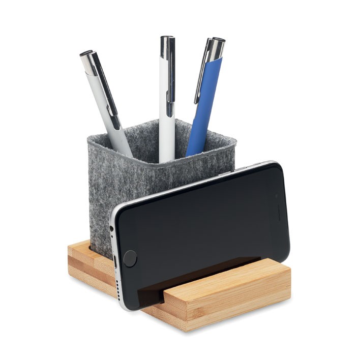 POT A CRAYON EN FEUTRE RPET AVEC BASE BAMBOU OROSTAN