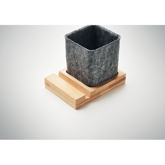 POT A CRAYON EN FEUTRE RPET AVEC BASE BAMBOU OROSTAN