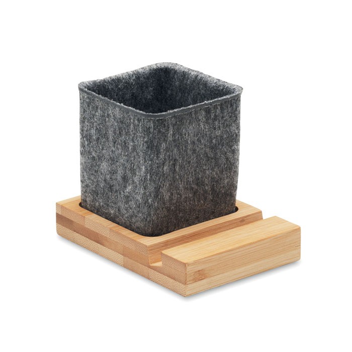 POT A CRAYON EN FEUTRE RPET AVEC BASE BAMBOU OROSTAN