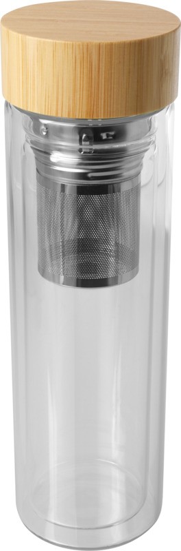 BOUTEILLE A INFUSION 400ML EN VERRE BOROSILICATE ET COUVERCLE EN BAMBOU
