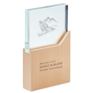 TROPHEE EN CRISTAL ET BOIS ZEAL