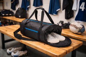 SAC DE SPORT CYLINDRIQUE EN POLYESTER RECYCLE 600D AVEC COMPARTIMENT CHAUSSURES OSASCO