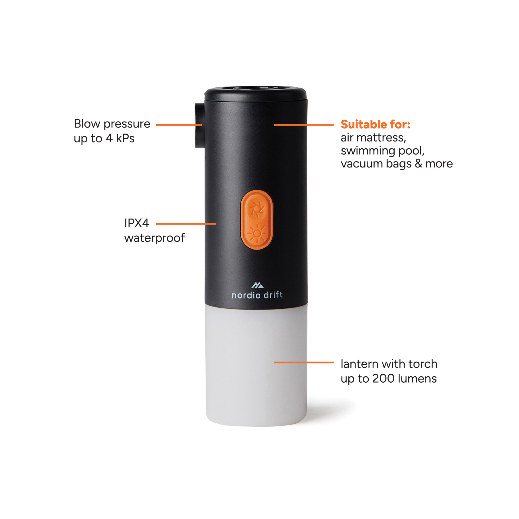LAMPE DE CAMPING AVEC POMPE A AIR NORDIC DRIFT TITAN – Image 2