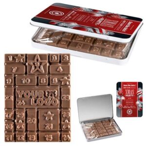 CALENDRIER DE L'AVENT EN MINI BOITE DECORATIVE ET CHOCOLAT PERSONNALISE