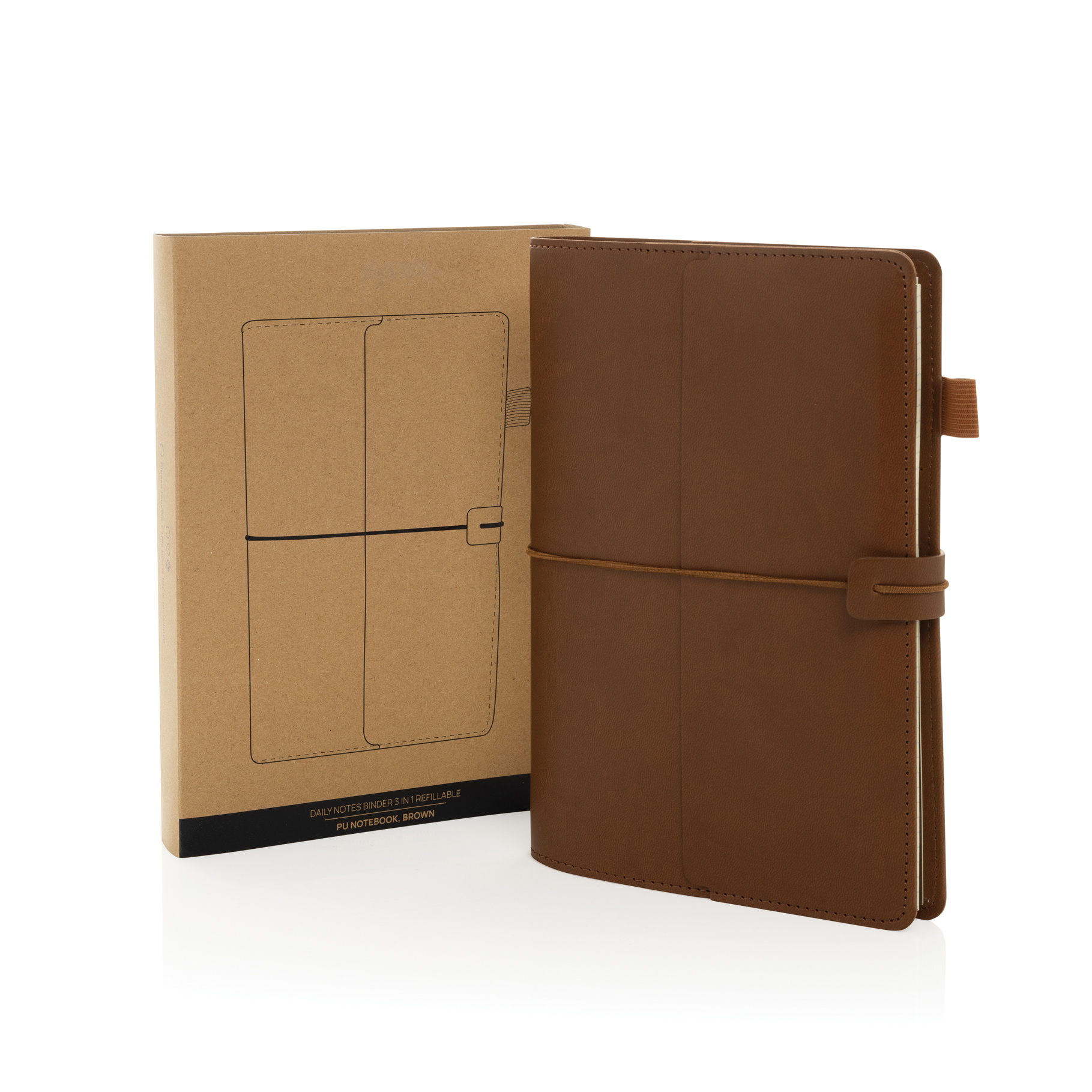 CARNET DE NOTES 3 EN 1 RECHARGEABLE EN PU DAILY NOTES BINDER – Image 3