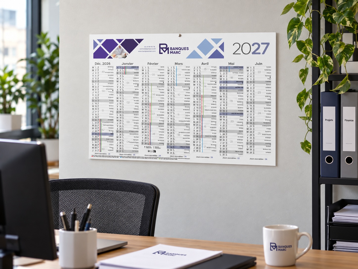 CALENDRIER BANCAIRE REMBORDE 7 MOIS PAR FACE