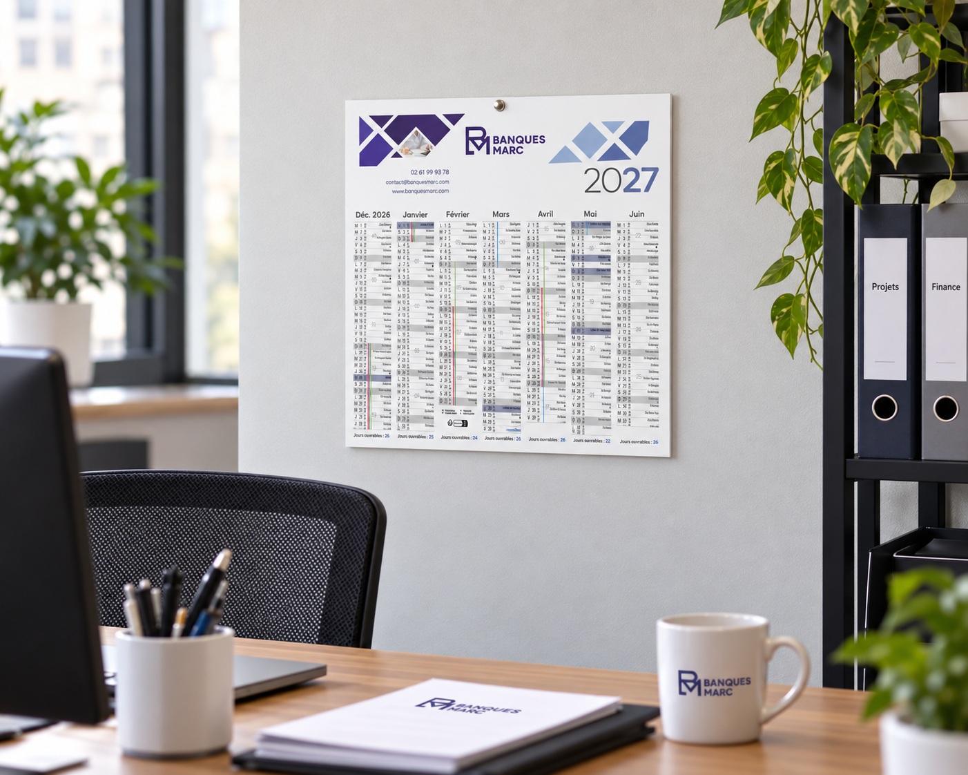 PETIT CALENDRIER BANCAIRE REMBORDE 7 MOIS PAR FACE