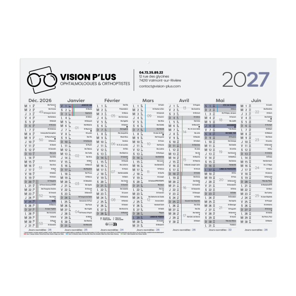 CALENDRIER BANCAIRE REMBORDE 7 MOIS PAR FACE – Image 2