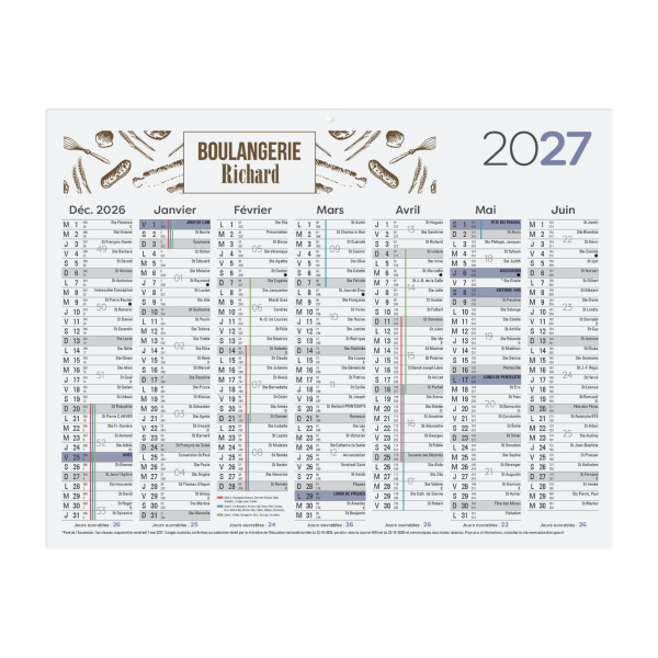 PETIT CALENDRIER BANCAIRE REMBORDE 7 MOIS PAR FACE – Image 2