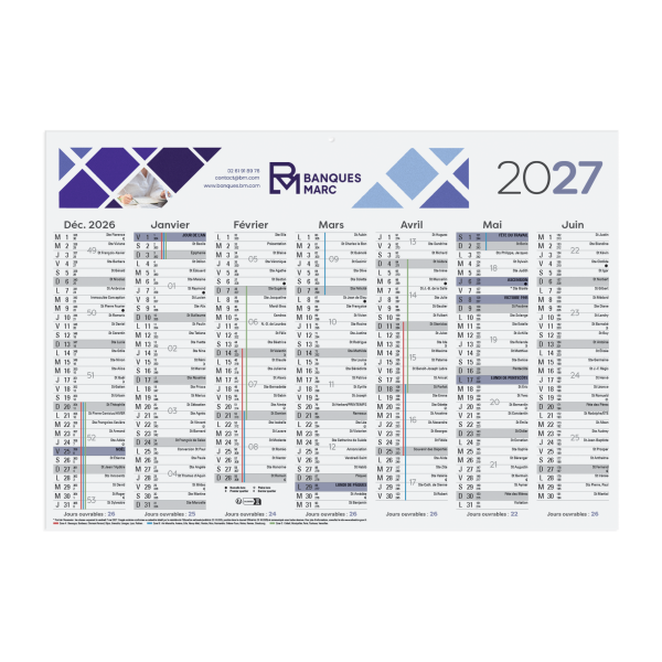 CALENDRIER BANCAIRE REMBORDE 7 MOIS PAR FACE – Image 3