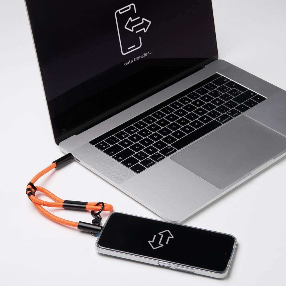 CABLE DE CHARGE ET TRANSFERT DE DONNEES TYPE C VERS TYPE AJUSTABLE 60W AVEC SUPPORT DE TELEPHONE A SANGLE COURTE – Image 4
