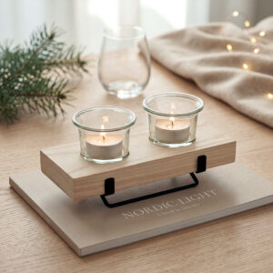 PORTE BOUGIES DECORATIF AVEC 2 BOUGIES IRONDLE